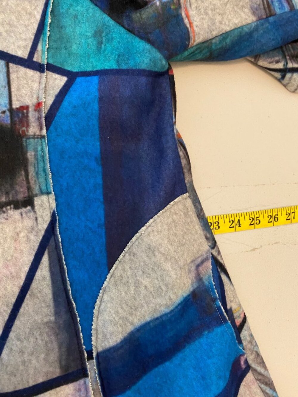 Damee Abstract Print Hooded Jacket With Button Closure Blue Multicolor XL - Picture 10 of 12
